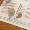 Miniature zircon pearl butterfly earrings, femininity, pierced earbone clip earrings.