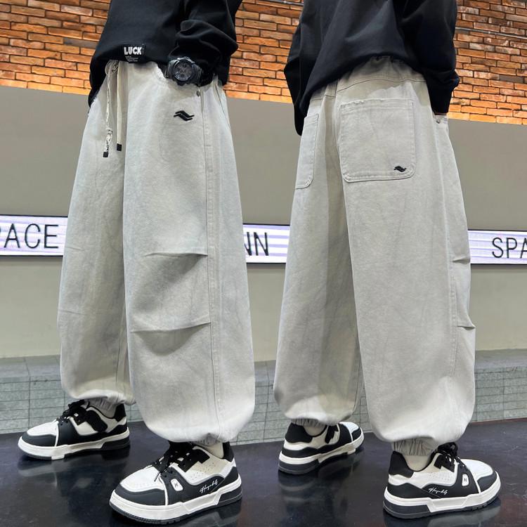 

Boys 2025 Spring/Autumn Sports Sweatpants - Stylish Cuffed Streetwear for Kids 130 cm белый