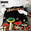 White Mushroom Bedding Set Duvet Cover Full Size Green Plant Botanical Comforter Quilt Cover 2 Pillow Shams for Women Girls