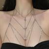 Cubic Zirconia Chest Chain Necklace Women Sexy Bikini Bra Chain Sparkling Body Chain Jewelry for Summer Beach
