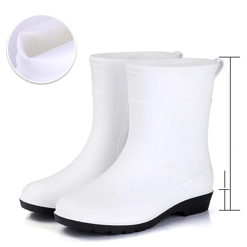 

Женские модные уличные нескользящие дождевые сапоги и резиновые ботинки со средней подошвой 40 белый
