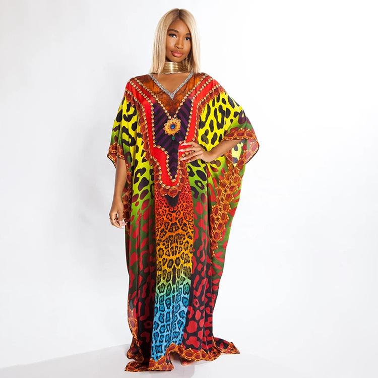 

Пляжное платье-накидка с леопардовым принтом, тянущееся в четырех направлениях, коллекция 2020 года One Size цветной печати леопарда