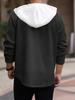 Men's Autumn/Winter Color Block Hooded Jacquard Sweatshirt with Buttons and Pockets