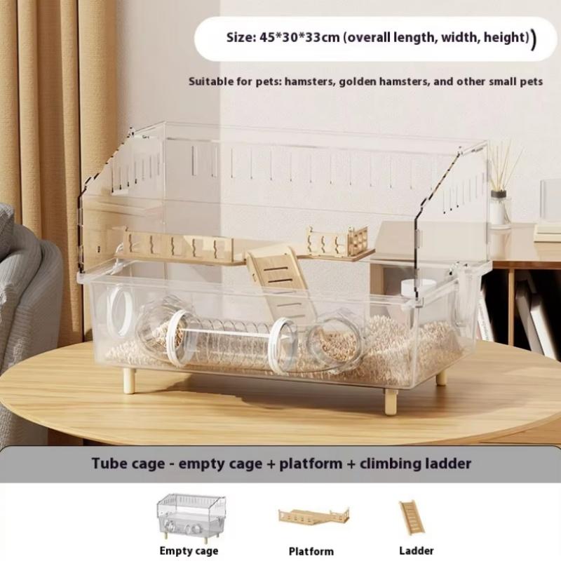 Large Vertical Transparent Acrylic Hamster Villa Cage Easy Clean Removable Design Complete Accessory Set Safe ChemicalFree Syrian Hamster Living House