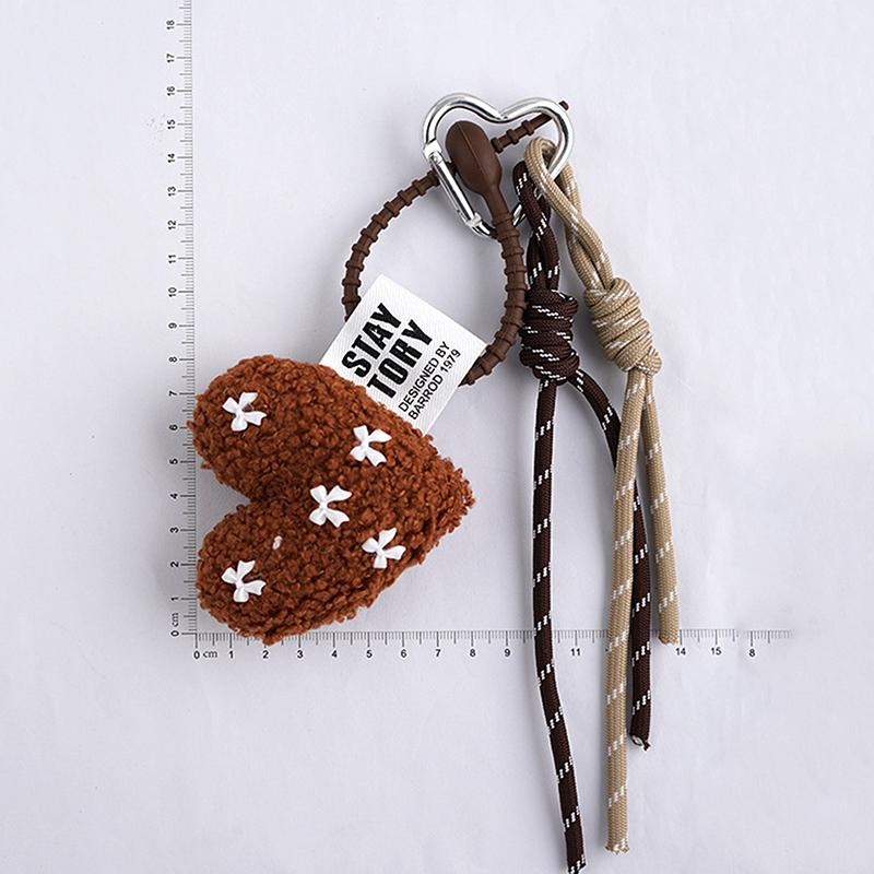 Cartoon Plush Bow Love Pendant Keychains For Women Y2K Bag Hanging Jewelry Gift Decoration Accessories