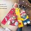 Fun Adorable And Starbucks Bear Keychain With Black Silicone Outfit