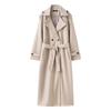 Womens Winter Wool Blend Double-Breasted Trench Coat Longline Classic British Style Streetwear Outerwear