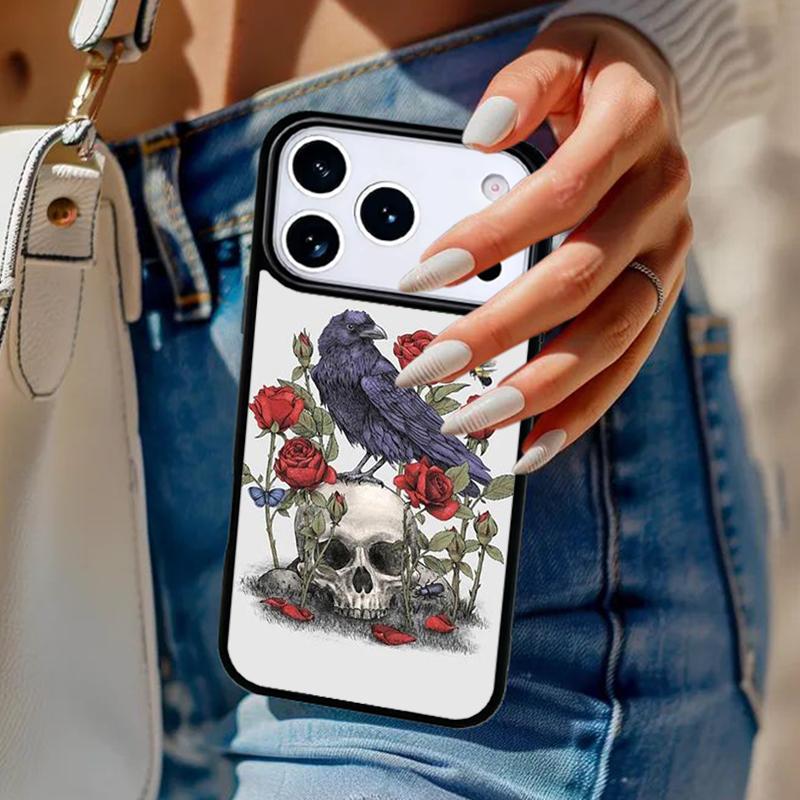 Raven Crow Skull pattern Phone Case For iPhone 17 Air 14 15 13 12 Max Cover For Apple 16e 11 Pro Max Plus Coque