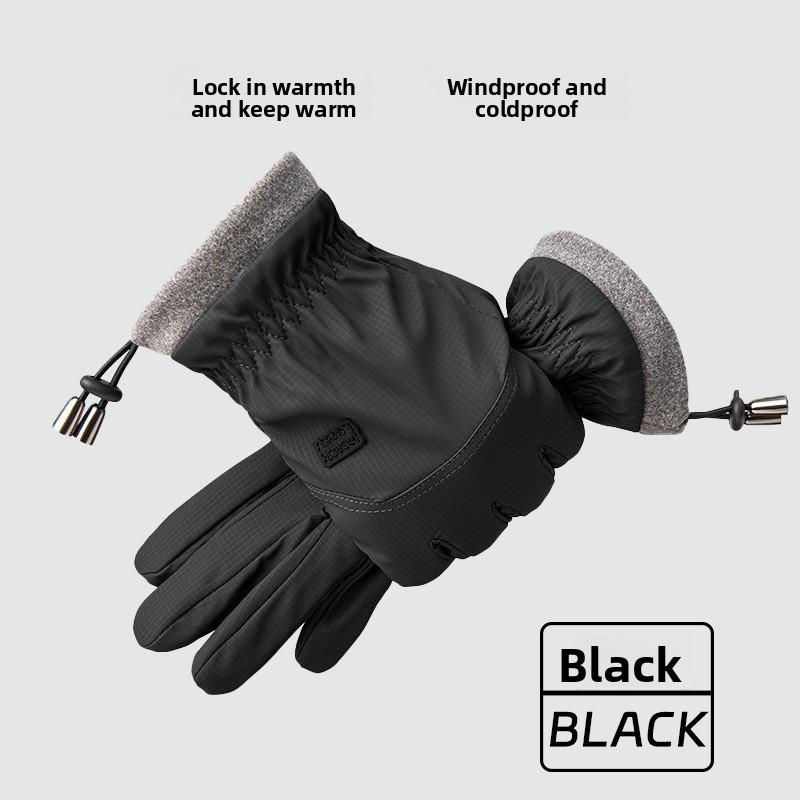 Mens Winter Touchscreen Gloves With Fleece Lining For Motorcycle Commuting чёрный