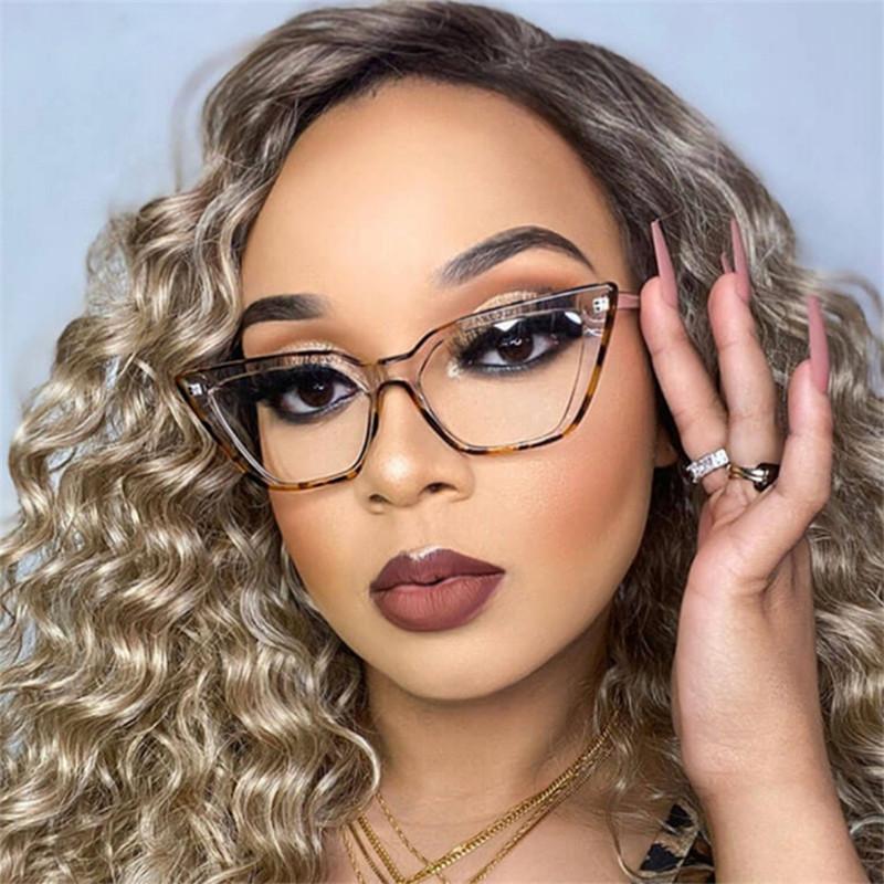 Fashion Cat Eye Transparent Gradient Frame Anti Blue Light Computer Reading Glasses Women Plus Point Sight 0 to +6