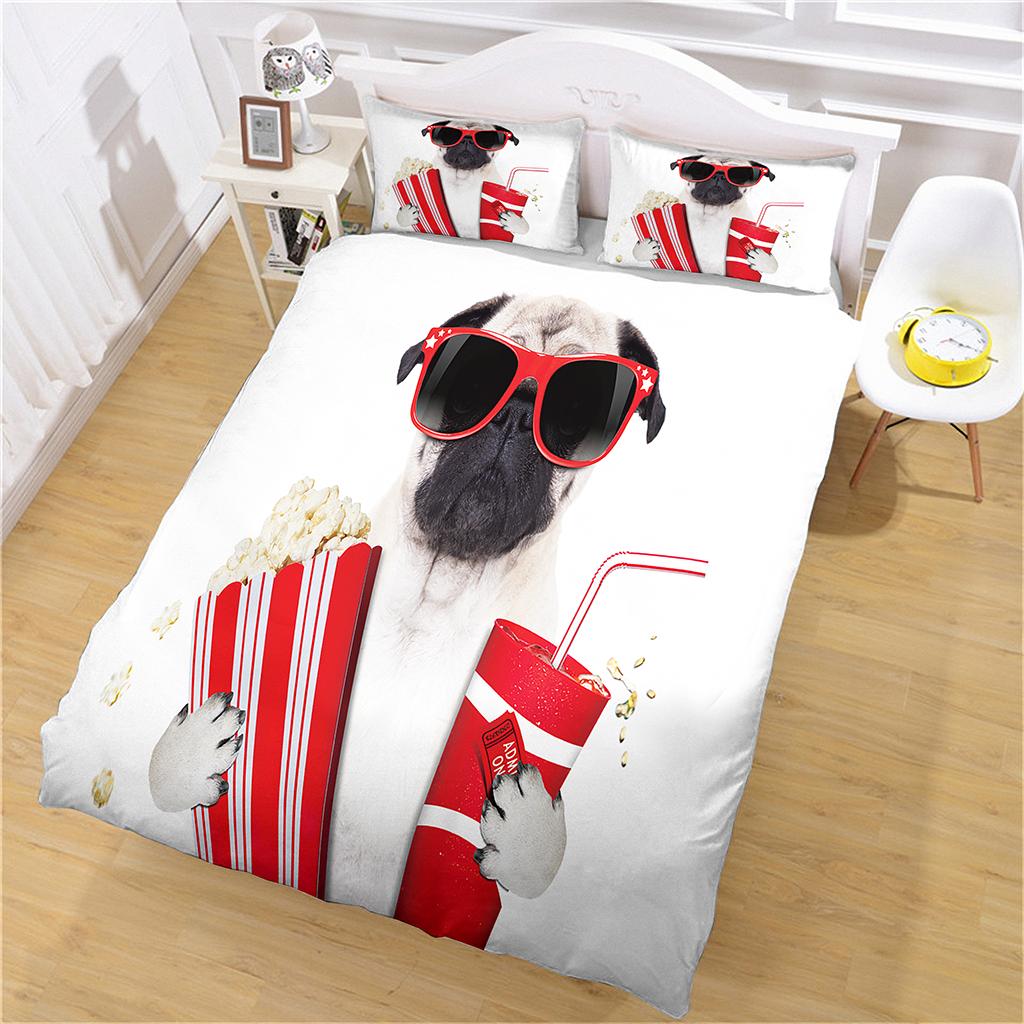 Duvet Covers 3Piece Animal Dog Style Bedding Collection 3D Quilt Cover Pillow Case Full Queen Summer Comforter Collection Home Dormitory