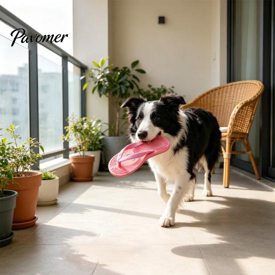 Safe Silicone Toys for Indoor Outdoor Fetch 1 Pair Flip-flop Dog Chew Toys, Funny Thong Sandal Durable Pet Toy Tartar Control Shape Puppy Teething