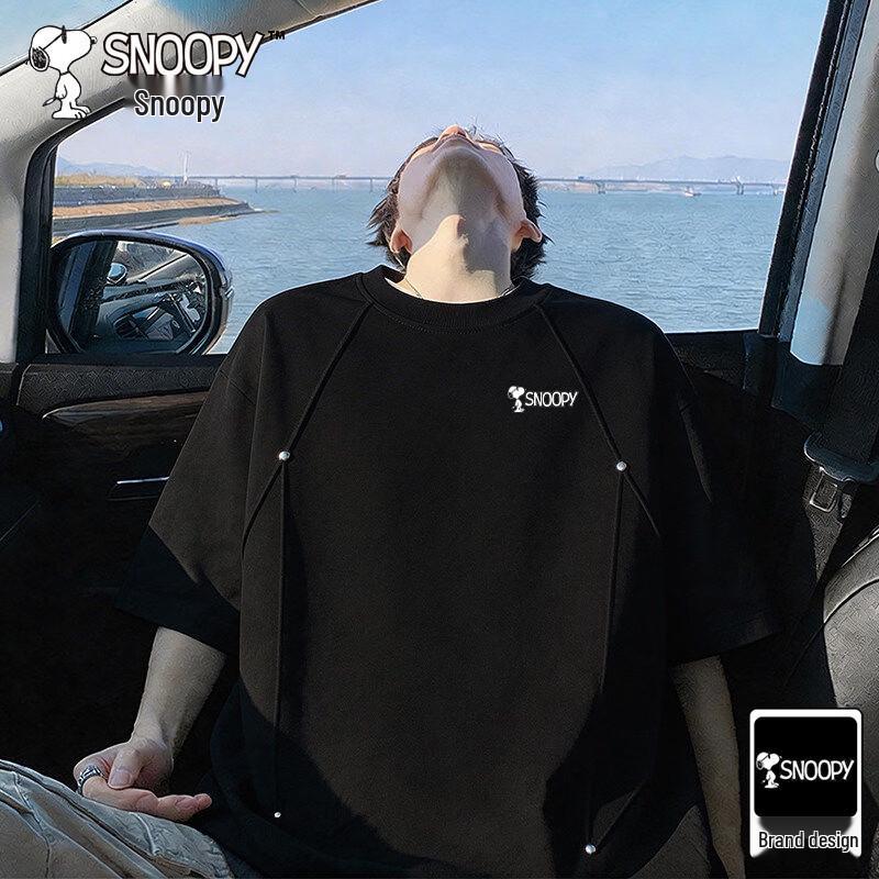Snoopy Men s Ice-Feel Relaxed Fit T-Shirt L чёрный