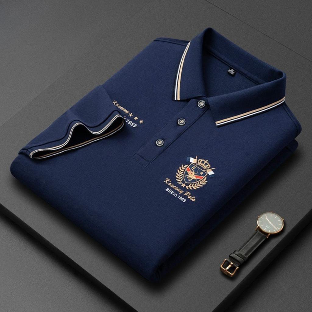 Trend Hub Polo pentru bărbați, casual, cu mânecă scurtă, brodat, la modă, culoare solidă