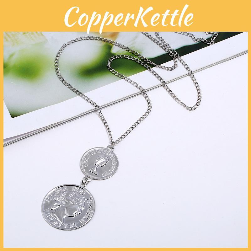 Round Coin Pendant Necklace With Alloy And Electroplated Finish For Use Everyday
