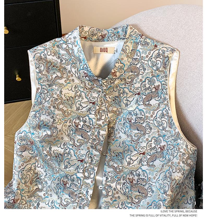 Elegante Chaleco Jacquard Estilo Chino - Nuevo Traje Tang Sin Mangas para Mujer Primavera/Otoño