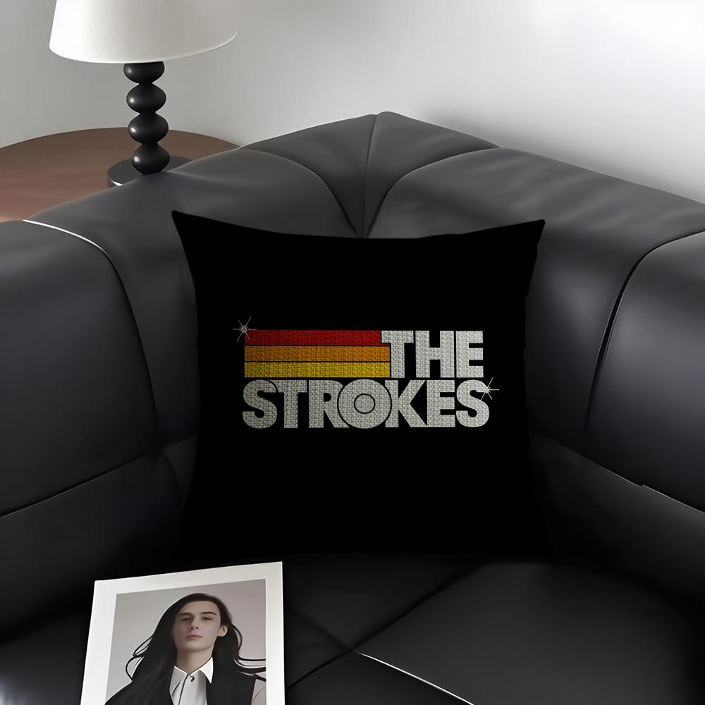 

TThe StrokesS Band Cushion Cover Natural Linen Organic Fabric DoubleSided Printing Sofa Home Decor Gift Pillow Case 30x30cm