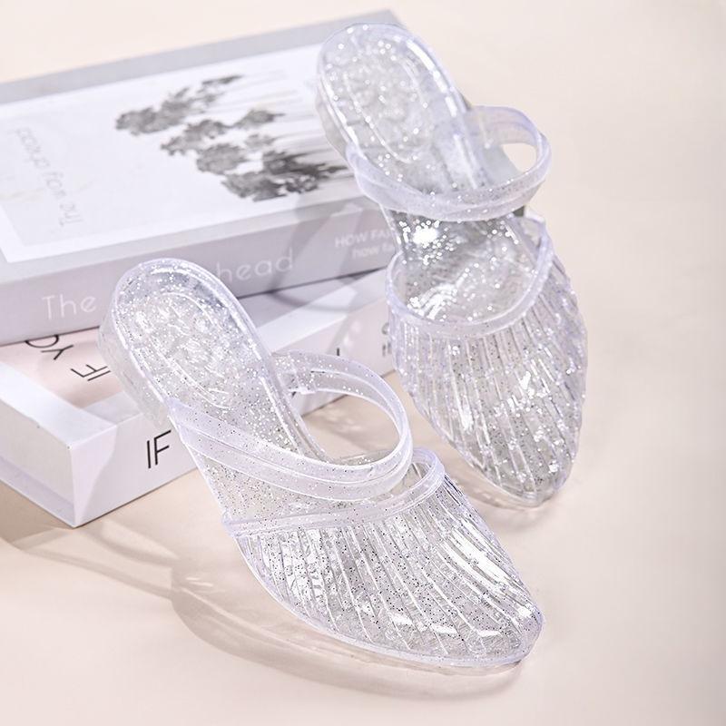 Shoes Low Heel Jelly Slides On Beach Women's Mules Slippers and Ladies Sandals Offer Clappers Vip Stylish Unique Wholesale Eva