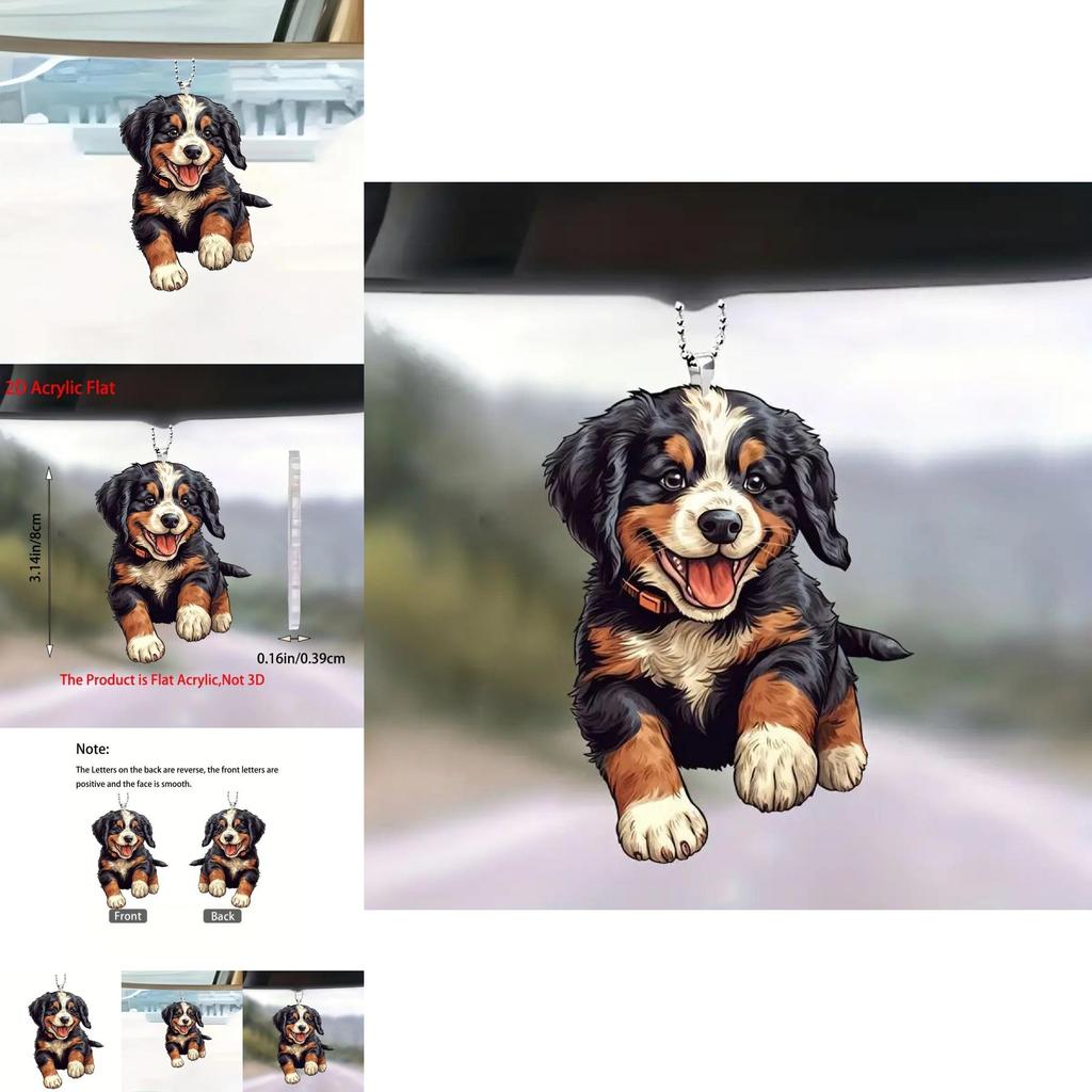 Adorable Cartoon Black Dog Acrylic Car Ornament For Stylish Interior Decoration