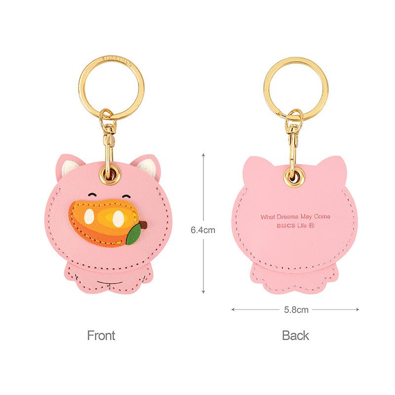 Bamen Bug Club Cartoon Access Control Card Leather Case Keychain Creative Cute Girl Key Pendant Bag Hanging Personalized Gifts