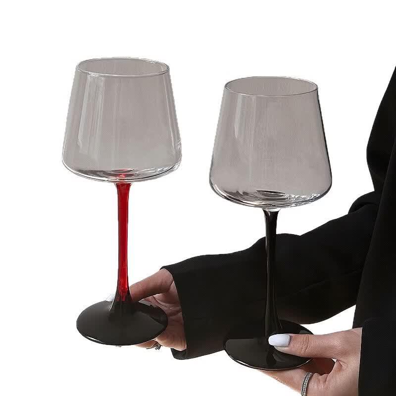 Shangqi Red Stem Crystal Wine Glasses (Set of 2)