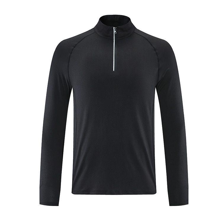 Men's Quick-Dry Breathable Long-Sleeve Fitness Shirt with Zipper Collar
