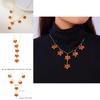 Red Maple Leaf Necklace With Alloy Leaf Pendant And O Chain Style For Daily Fashion Accessory