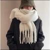 Autumn and Winter New Mohair Soft and Fluffy Solid Color Scarf for Women's Winter Versatile Imitation Cashmere Thick Warm Shawl