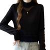 Large size belly cover half turtleneck sweater bottoming shirt women's 1011 autumn and winter new fat MM hollow thin top