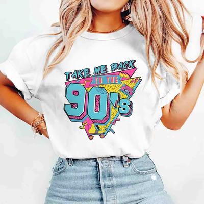 90er Retro Grafik T-Shirt Damen Bring Mich Zurück In Die 90er Vintage T-Shirts für Damen Lässige Kurzarm Rundhals Tee Tops
