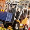 2.4G 1/64 App Remote Control Alloy Forklift Truck Mini Speed-Regulating Car With Music Led Lights Engineer Vehicle Desktop Toys