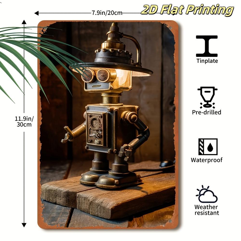 

2D Стімпанк Пласке Металеве Настінне Мистецтво - 8x12 Дюймів Винтажний Промисловий Декоративний Панель з Бронзовим та Мідним Покриттям - Дизельпанк Стіл 20x30cm（7.8x11.8inch）