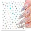 1PCS Black White Butterfly Laser Nail Stickers Nail Art Decoration Abstract Lines Bronzing Flowers Stickers For Nails
