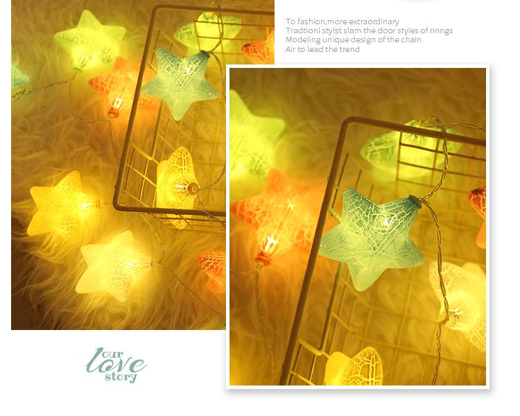 Nordic Style LED Star String Lights - Battery Operated, Cracked Design, Colorful Small Lights