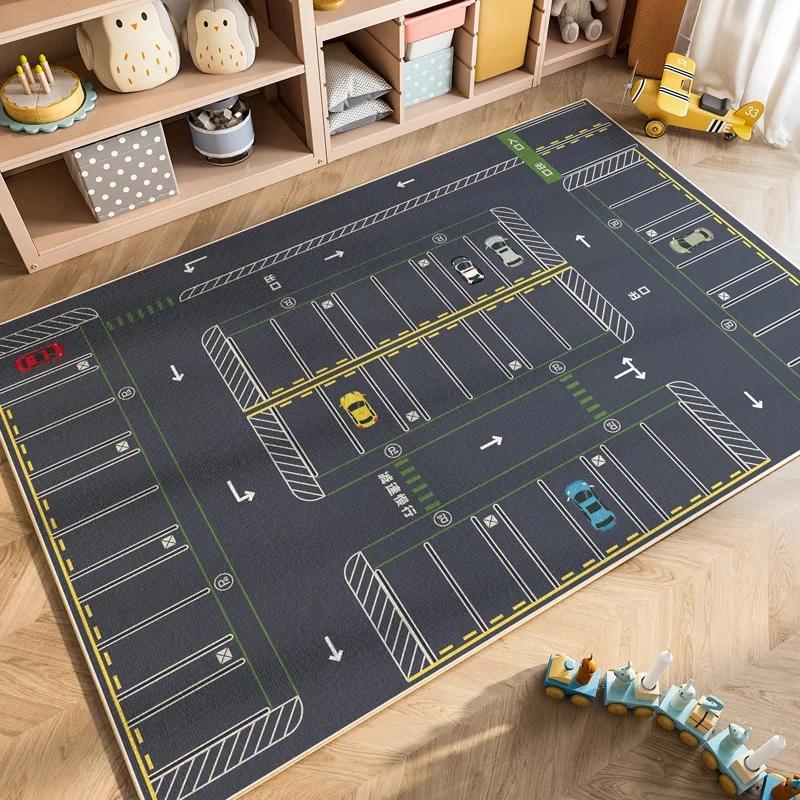 Cartoon Car Traffic Carpet Children's Room Climbing Mat Home Non-Slip and Dirt Resistant Living Room Mat Home Decoration Rug