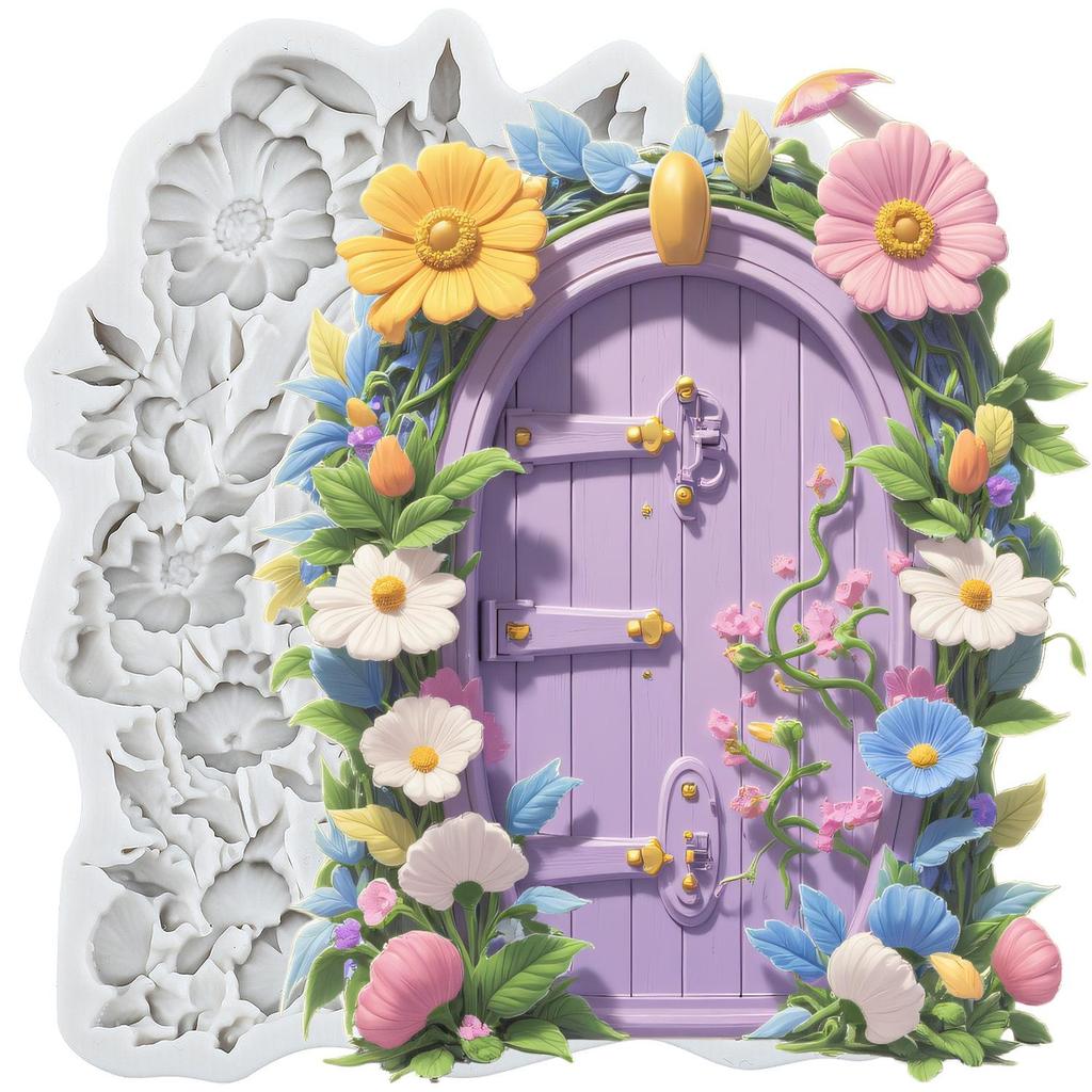 Fairy Garden House Silicone Molds Wooden Door Fondant Mold Cake Decorating Tools Cupcake Topper Candy Chocolate Gumpaste Mold