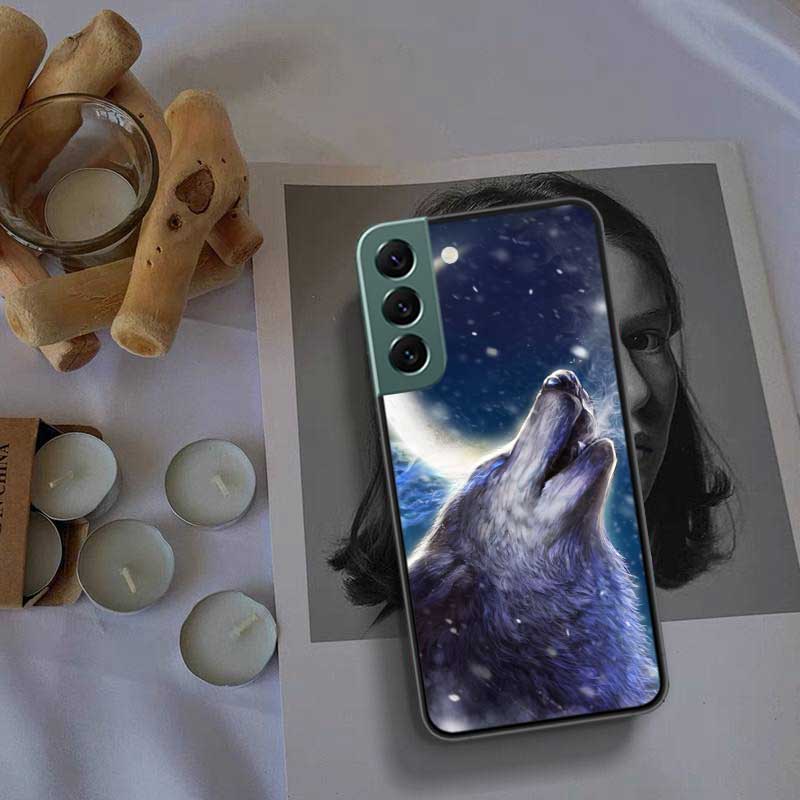 Snow White Blue Eyes Wolf Phone For Samsung Galaxy S20 FE S21 Plus S22 S23 S24 Ultra Case S10 S10E S9 S8 S7 Edge Cover Silicone