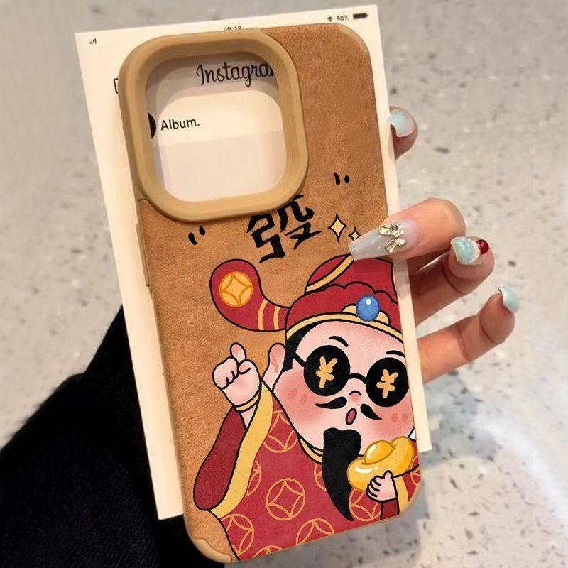 Chinese figure god of wealth matte phone case for iphone 17 pro max 16 plus 15 14 13 11 silicone back cover for iphone 12 bumper iPhone Air