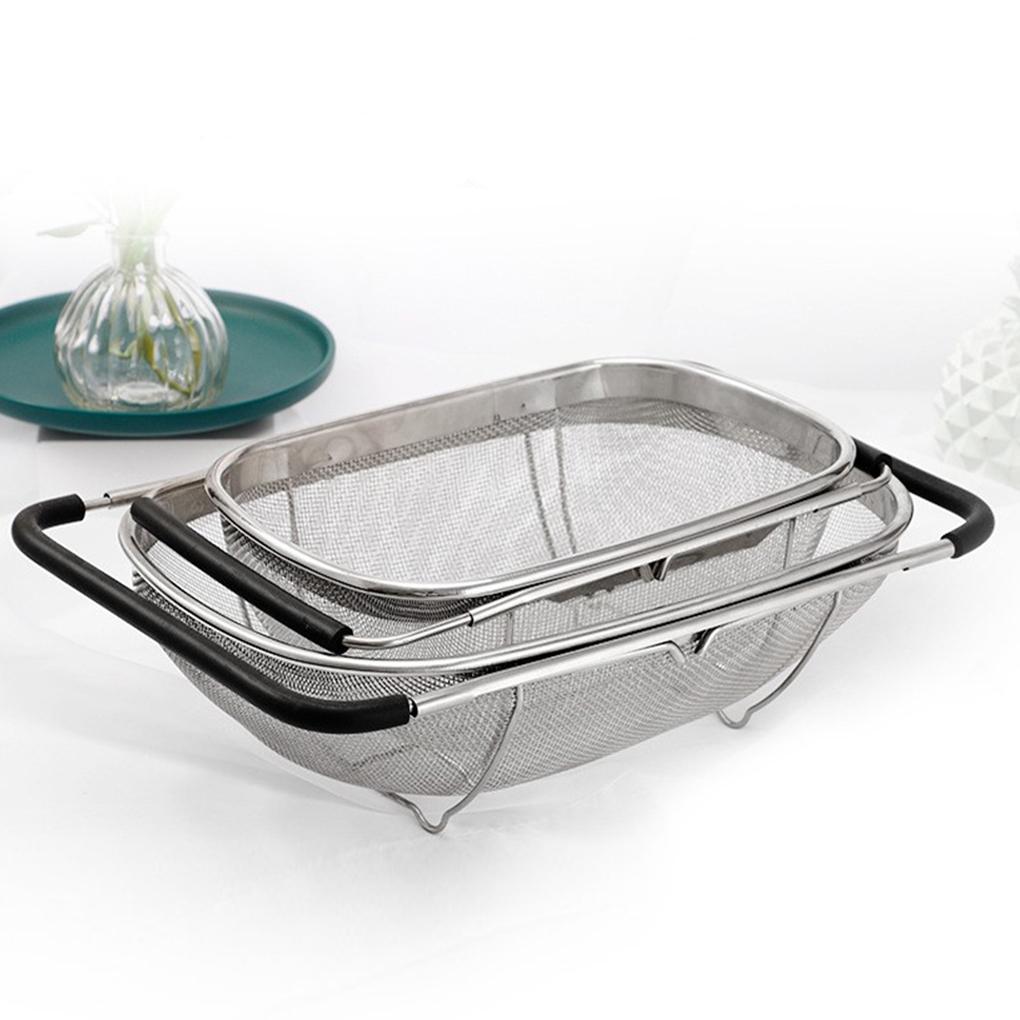 Ausziehbarer Küchenabtropfkorb Edelstahl Obst Gemüse Sieb Behälter Essbar Hotel Café Reinigung Abtropfsieb