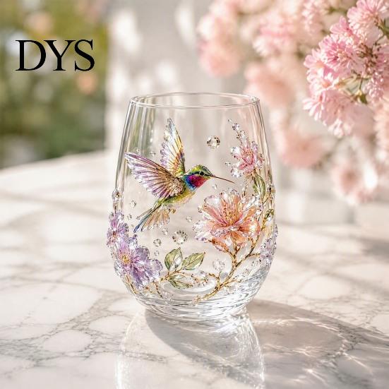 Luxuriöses Dekorative Glas 3D Tier Stielloses Weinglas, Meeresinspirierte Details Elegantes Klares Haus Getränkeglas, Langlebig für Küche Und Strand Getränke