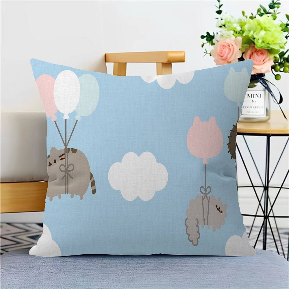 Roztomilý povlak na polštář P-Pusheen Kočka kreslený Dárek Povlak na polštář Ložnice Domov Pohovka Židle Sedák Dekor povlak na polštář