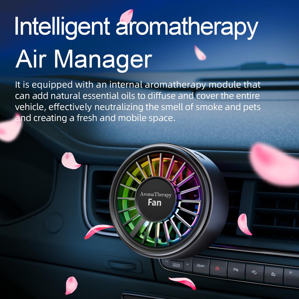 New Car Aromatherapy Fan with Colorful Ambiance Lights Car Air Outlet Fan Three Adjustable Car Fans Car Air Vent Accessories