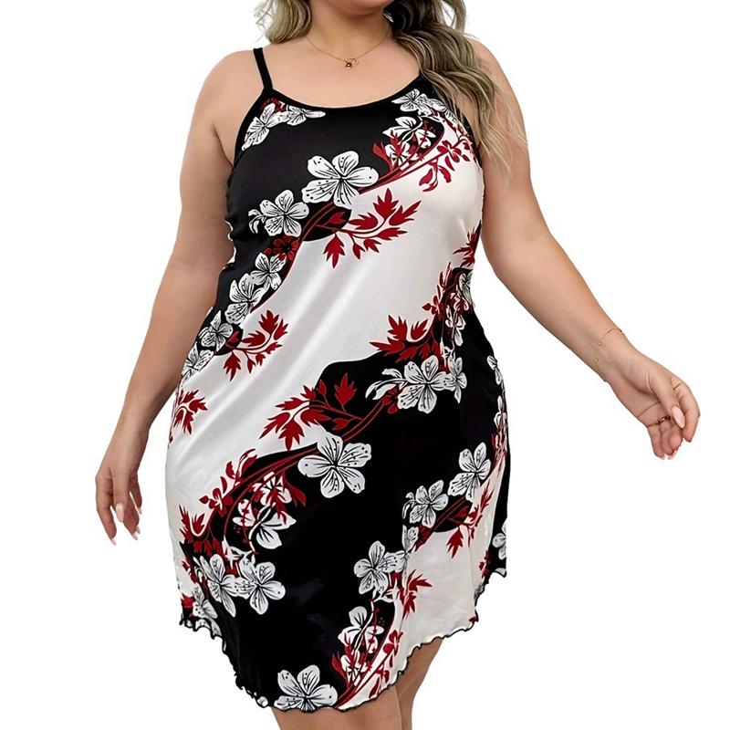 Women's Plus Size Suspender Nightdress Casual Loose Sleeveless Dress Floral Dress