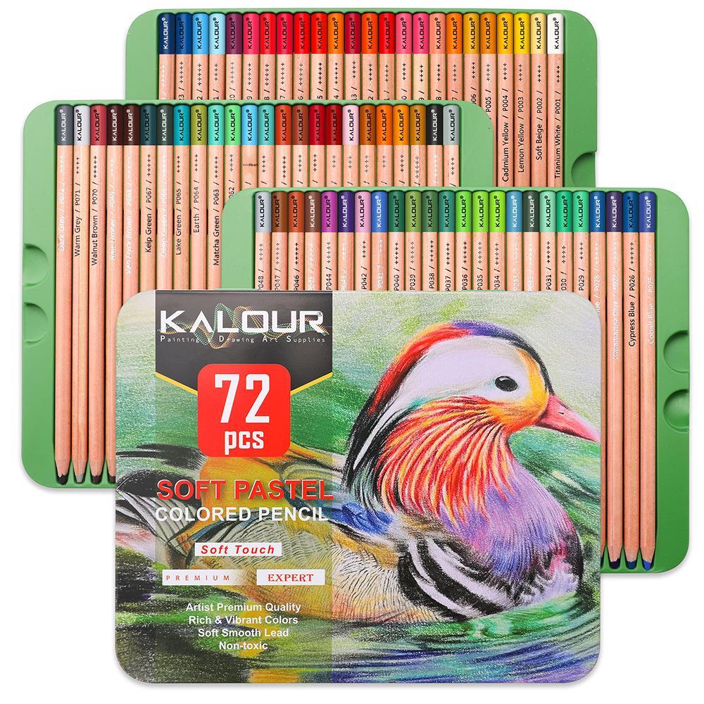 KALOUR 72 Professional Pastel & Charcoal Colored Pencil Set for Art Drawing 2B