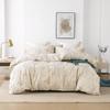 Egyptian Cotton Queen Bedding Set with Cream Branch Pattern and 1200 Thread Count for Breathable Comfort