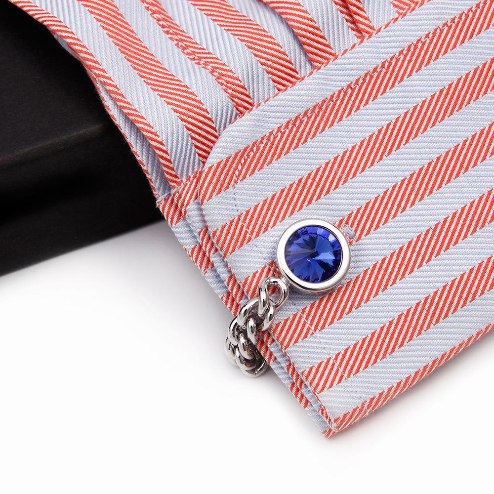 Men's Luxury Crystal Inlaid Gold and Silver Chain Cufflinks