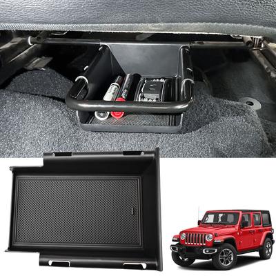 Sixthsmoy Front Under-Seat Consoles Tray for Jeep Wrangler JL/JLU 2018- 2024 2025 Center Console Hidden Storage Organizer