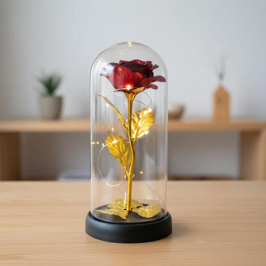 Eternal flower gold foil rose glass cover ornament birthday gift Qixi Festival Valentine's Day Mother's Day Christmas night light