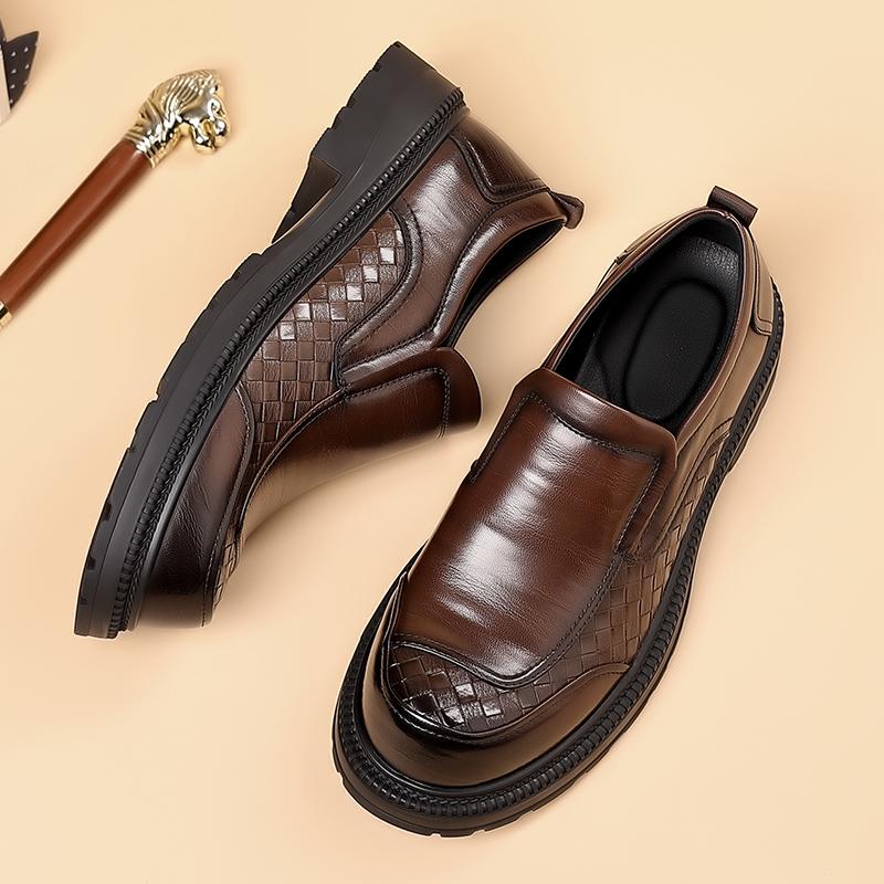 Slip On Business Men'S Leather Shoes Gentleman British Style Daily Office And Work Adult Luxury Shoes Black Classic