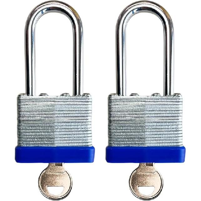 Lock Outdoor Padlocks, Laminated keyed Padlock, 1-9/16 in Wide Body, Padlock Set with Keys, Long Shackle (12Pack) 2 Pack